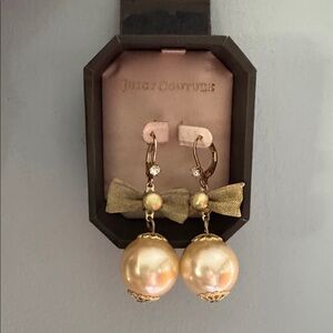 Juicy Couture Gold Pearl Bow Earrings
